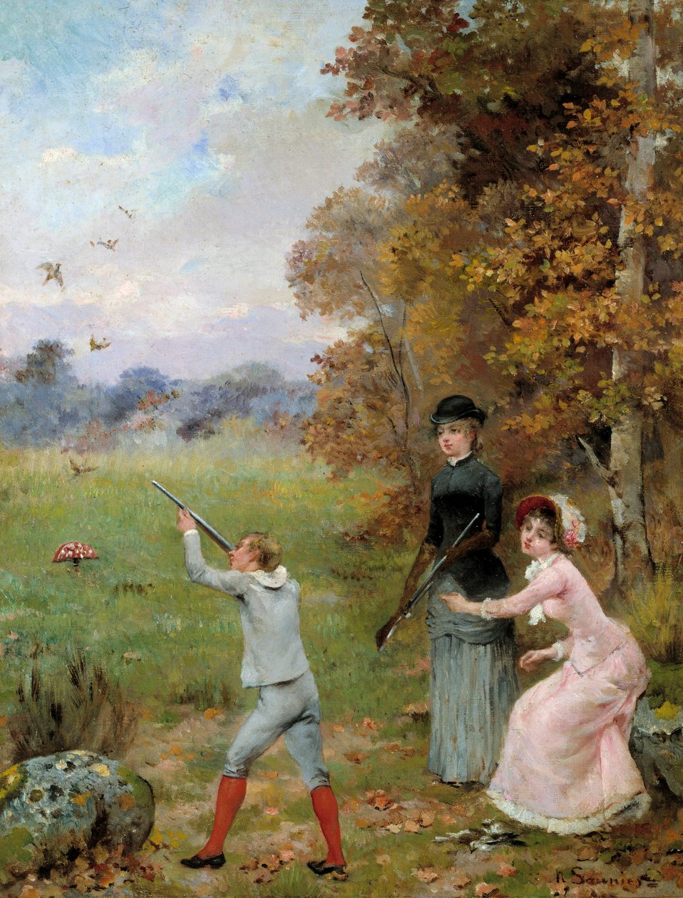 De Kleine Jager Schilderij door Noel Saunier (1847-1890) 19e eeuw Privécollectie door Noel Saunier