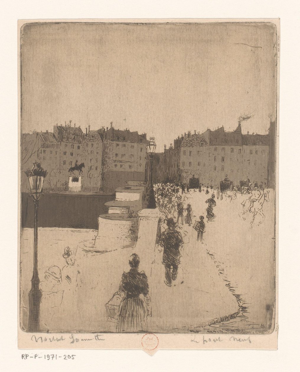 Gezicht op de Pont Neuf in Parijs door Norbert Goeneutte