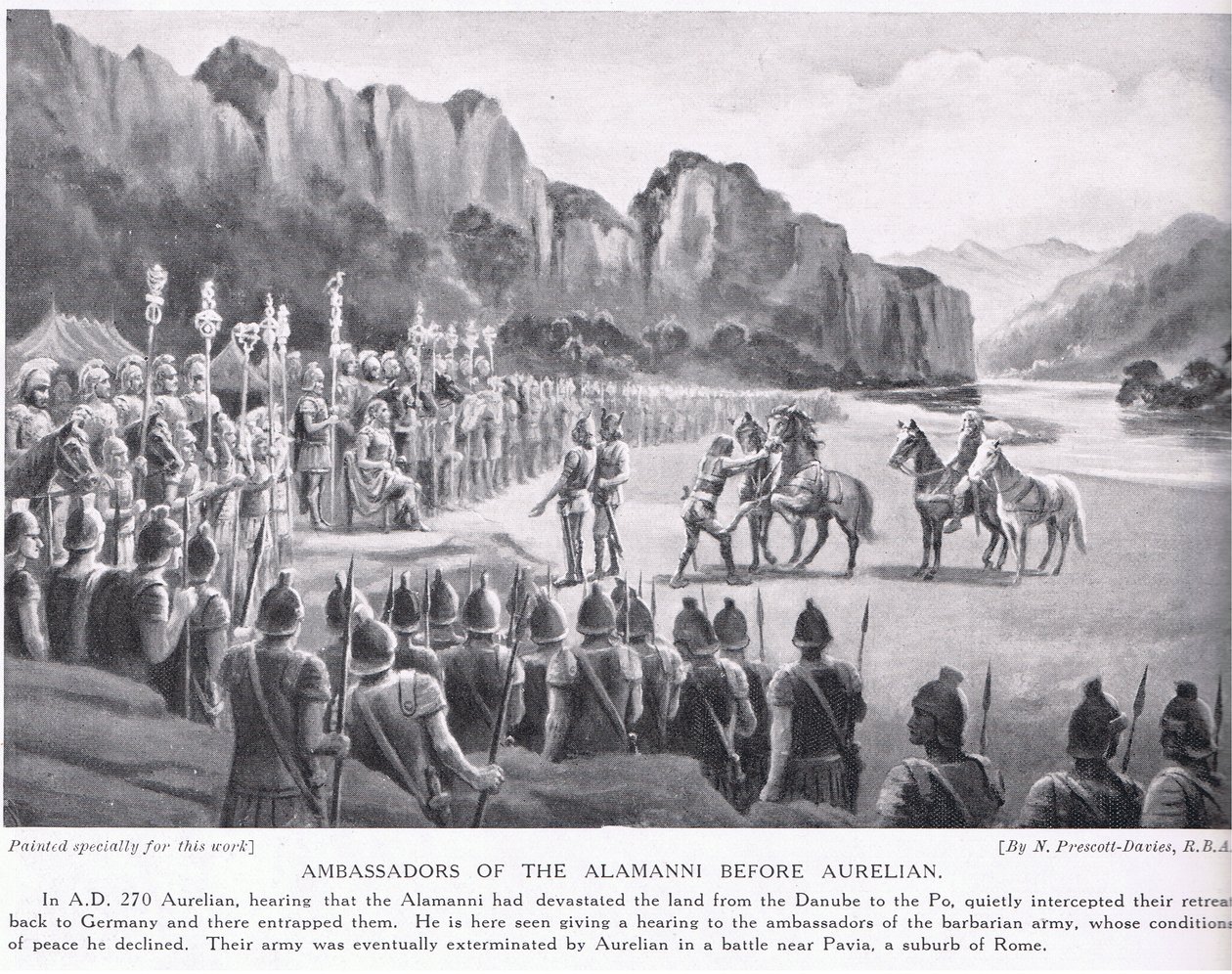 Ambassadeurs van de Alumanni voor Aurelianus door Norman Prescott Davies