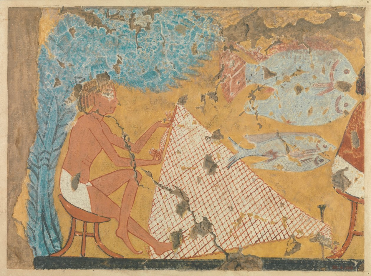 Man die een net maakt, Graf van Ipuy, ca. 1295-1213 v.Chr. door Norman de Garis Davies