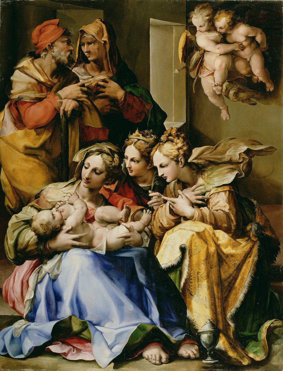 Heilige Familie met de heiligen Anna, Catharina van Alexandrië en Maria Magdalena, ca. 1560-9 door Nosadella