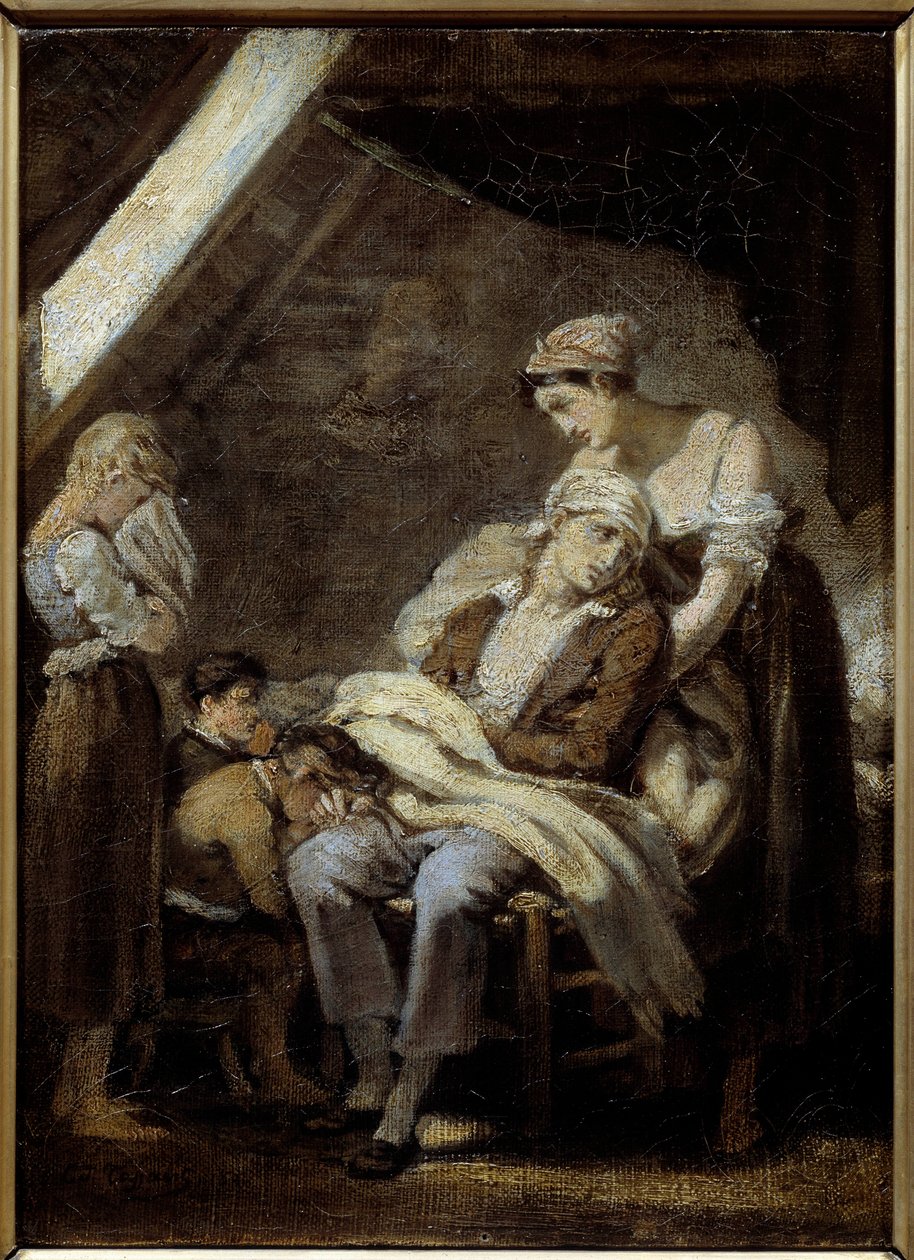 De ongelukkige familie. Schilderij door Octave Tassaert door Octave Tassaert