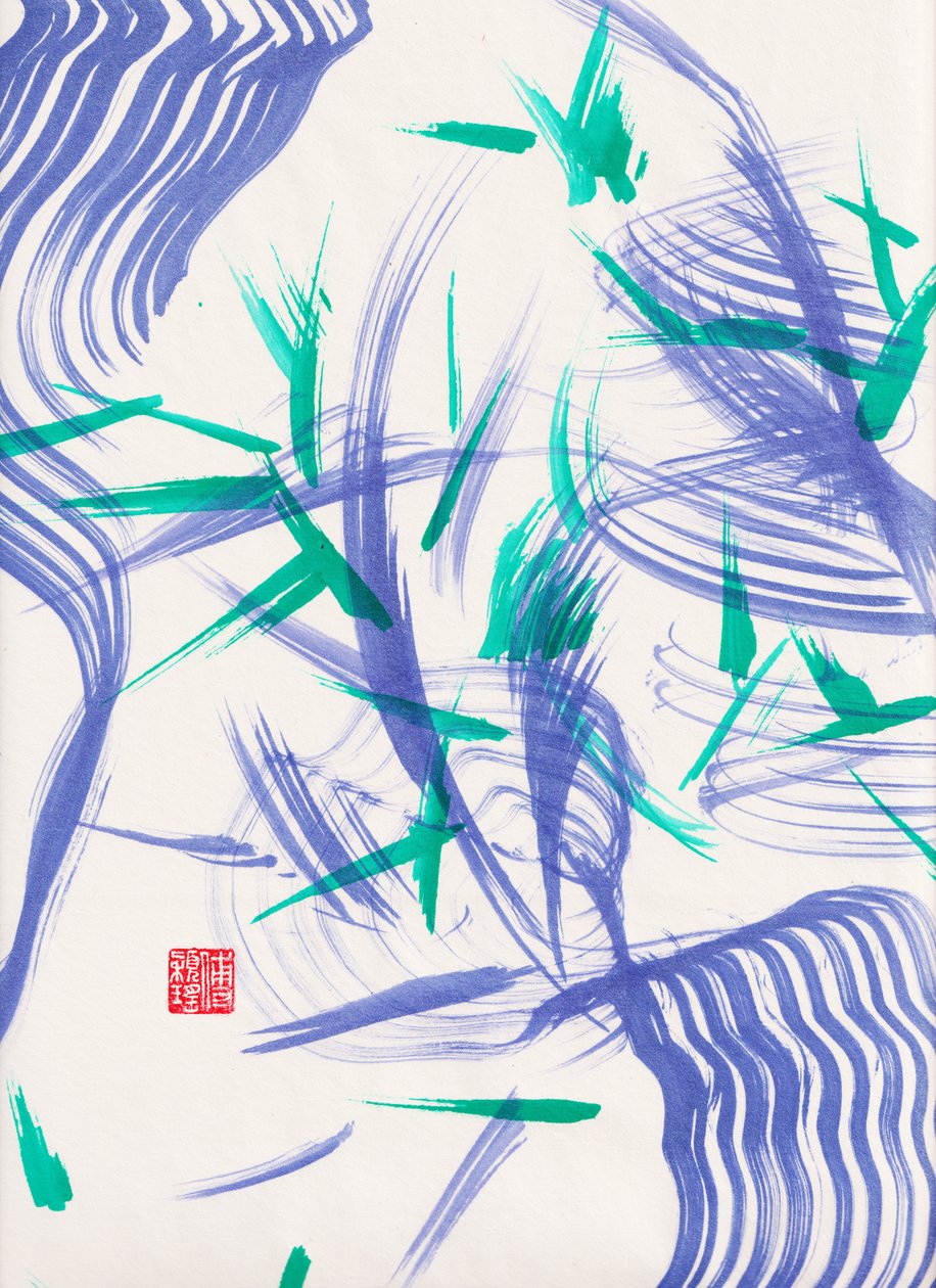 Zen groene bamboe abstractie 2 door Odilia W. Y. Fu