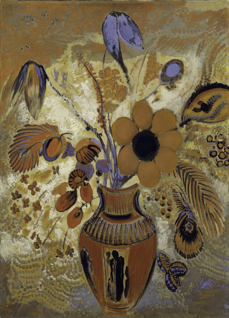 Etruskische vaas met bloemen, 1900-10 door Odilon Redon