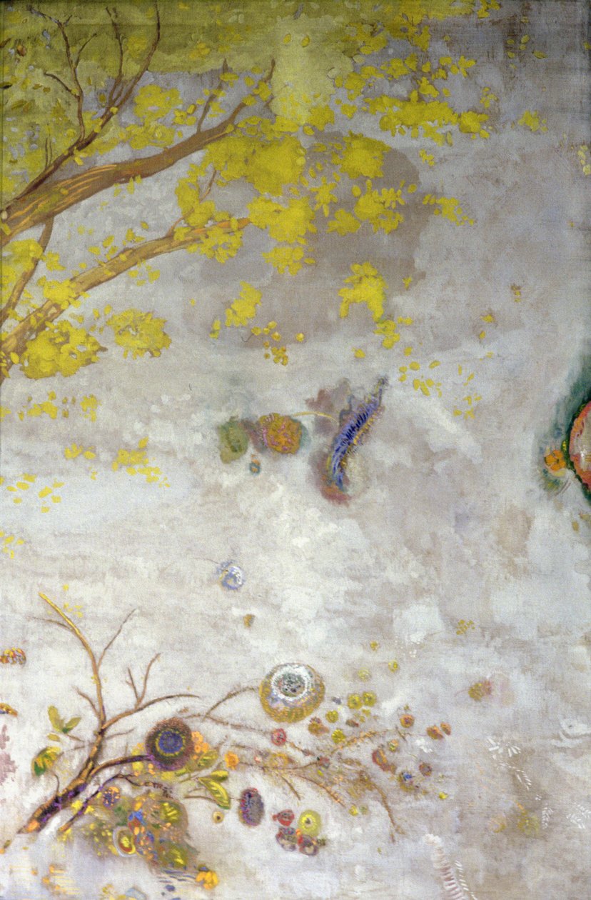 Gele Bloeiende Tak, deel van een scherm, 1901 door Odilon Redon
