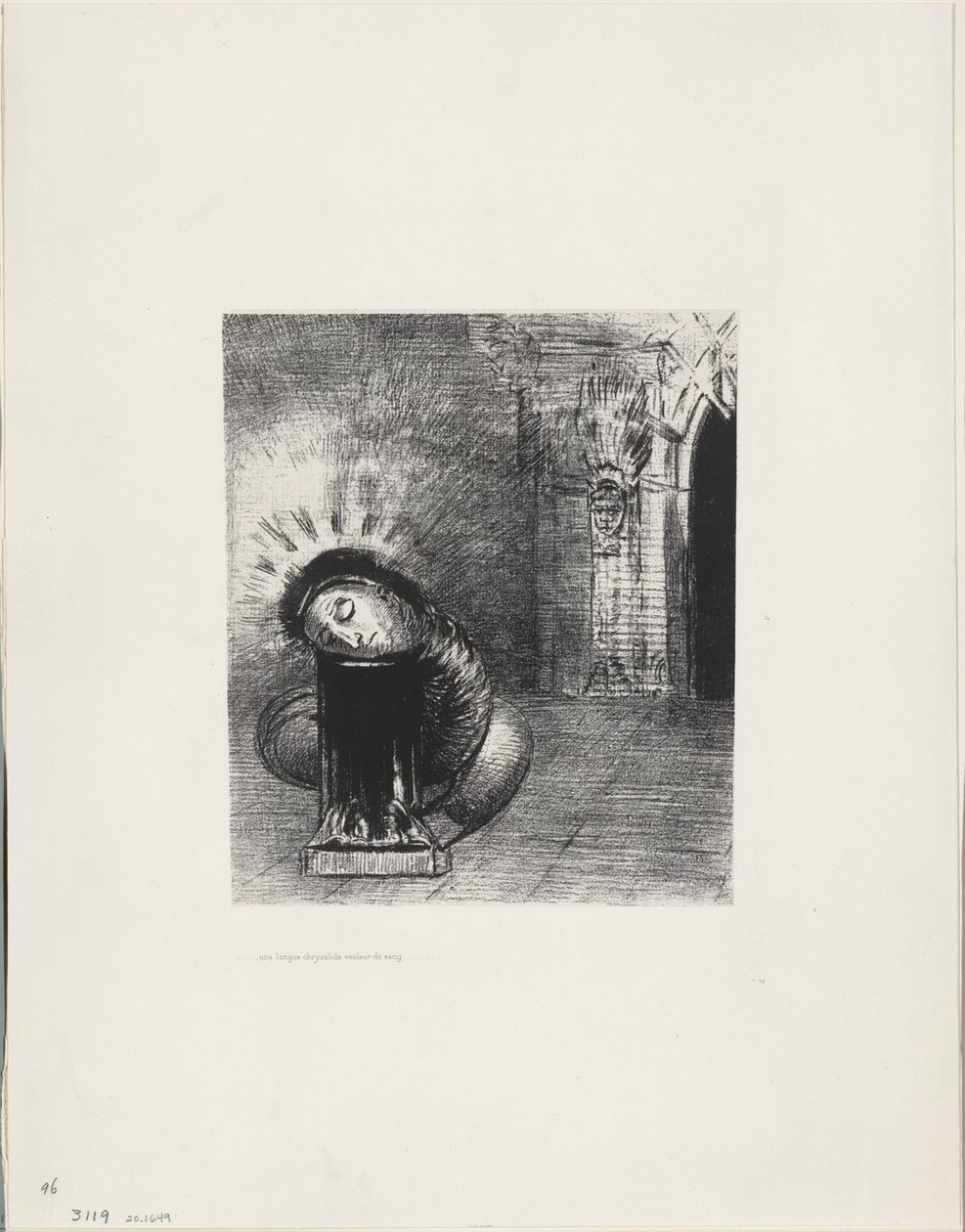 Een Lange Pop, de Kleur van Bloed, plaat 2 van 6 door Odilon Redon