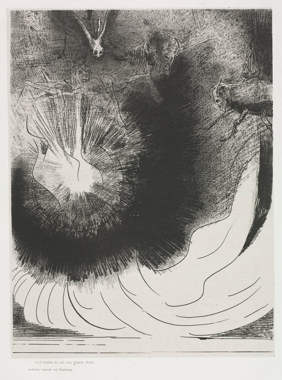 En Er Viel een Grote Ster uit de Hemel, Brandend als een Lamp door Odilon Redon