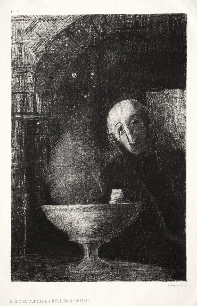 En de Zoeker Was Bezig met een Oneindige Zoektocht door Odilon Redon