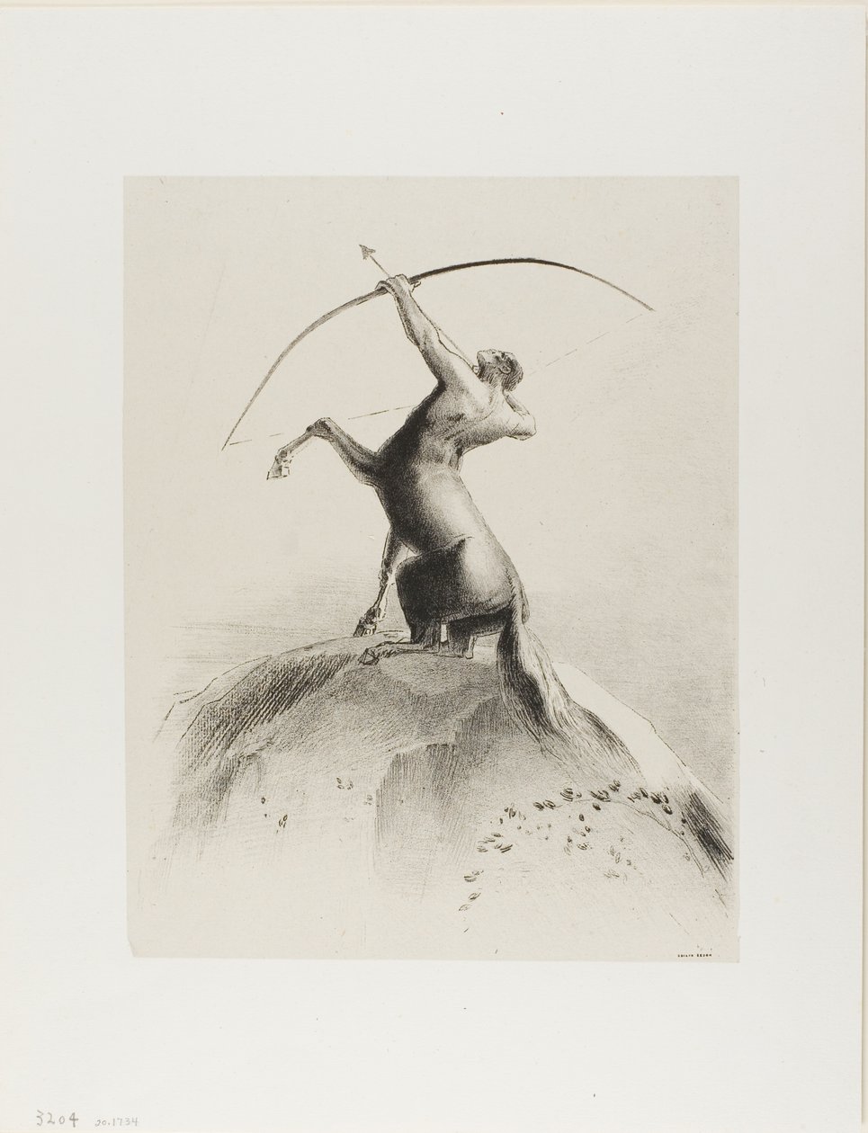 Centaur richtend op de wolken door Odilon Redon