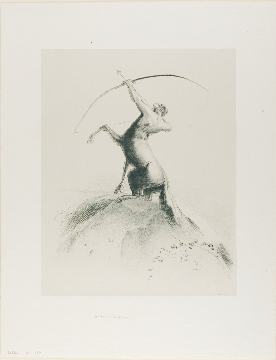 Centaur die op de wolken richt door Odilon Redon
