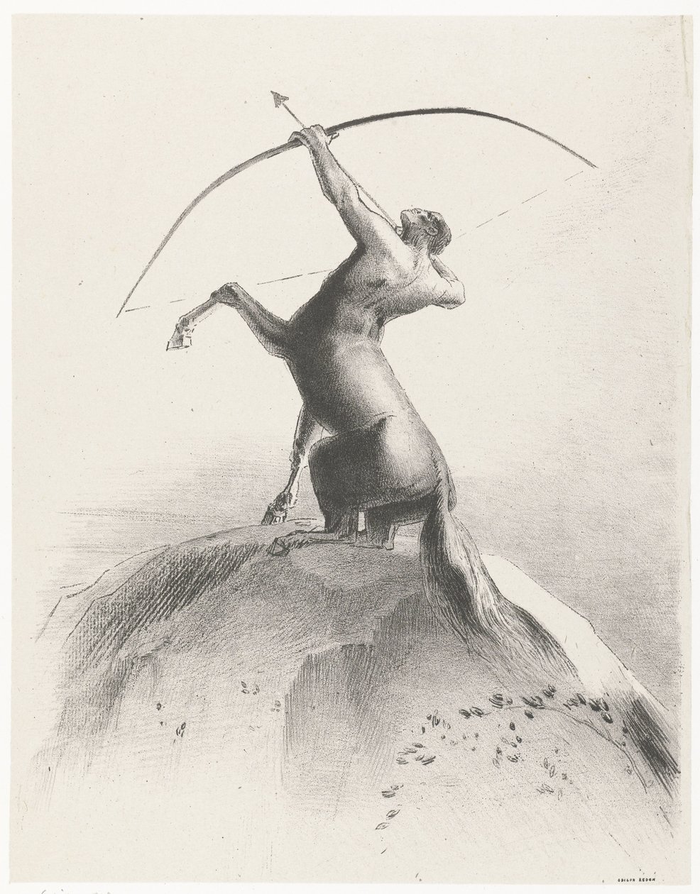 Centaur richt op de hemel door Odilon Redon