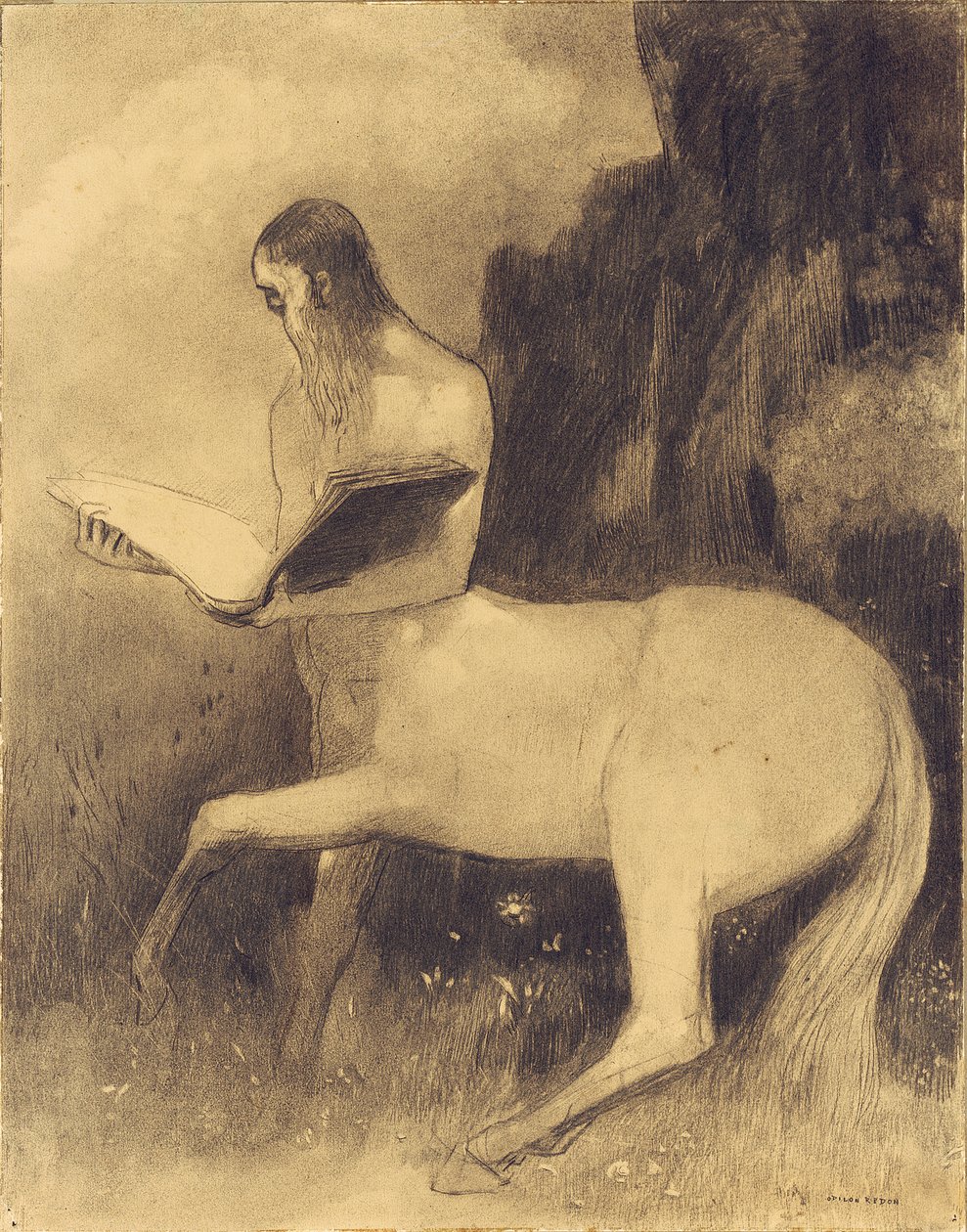Centaur Lezend door Odilon Redon