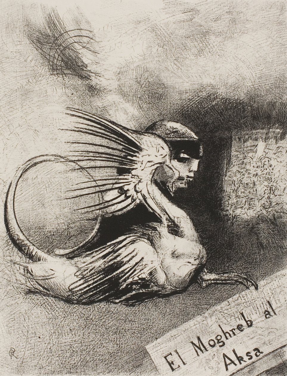 Frontispice voor El Moghreb al Aksa door Edmond Picard door Odilon Redon