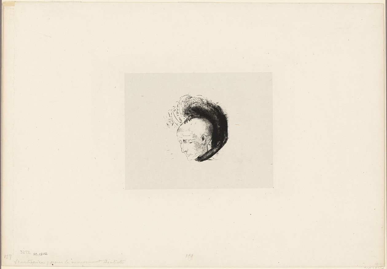Frontispice voor Le mouvement idéaliste en peinture (De idealistische beweging in de schilderkunst) door André Mellerio door Odilon Redon