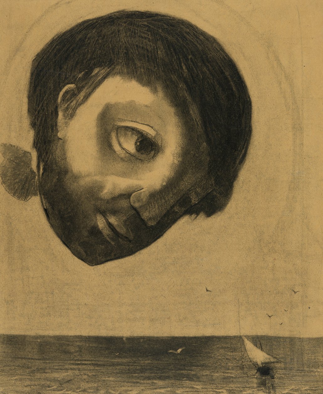 Beschermgeest van de wateren, 1878 door Odilon Redon
