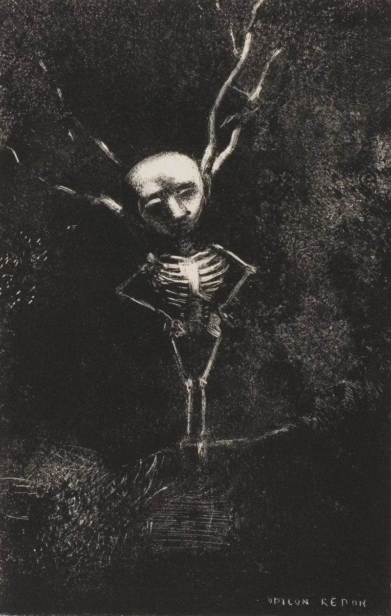 In het doolhof van takken verscheen de bleke figuur, plaat 2 van 7 door Odilon Redon
