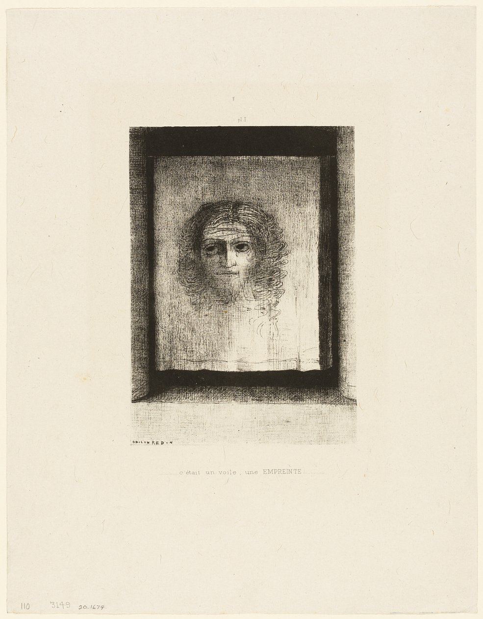 Het was een sluier, een afdruk, plaat 1 van 6 door Odilon Redon