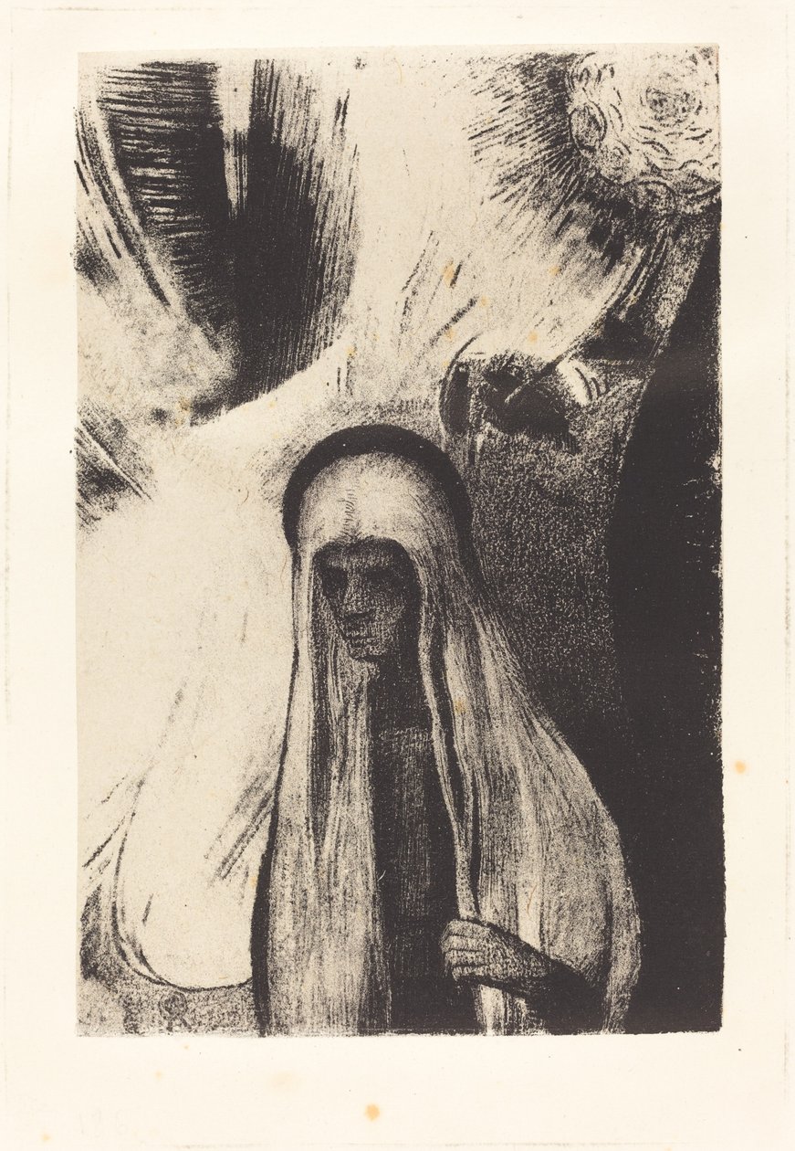 De Oude: Waar ben je bang voor? Een groot zwart gat! Het is misschien leeg? door Odilon Redon