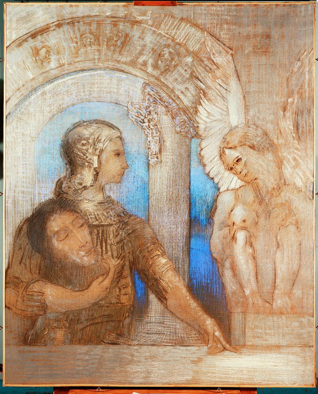 De mystieke ridder (olieverf op doek) door Odilon Redon