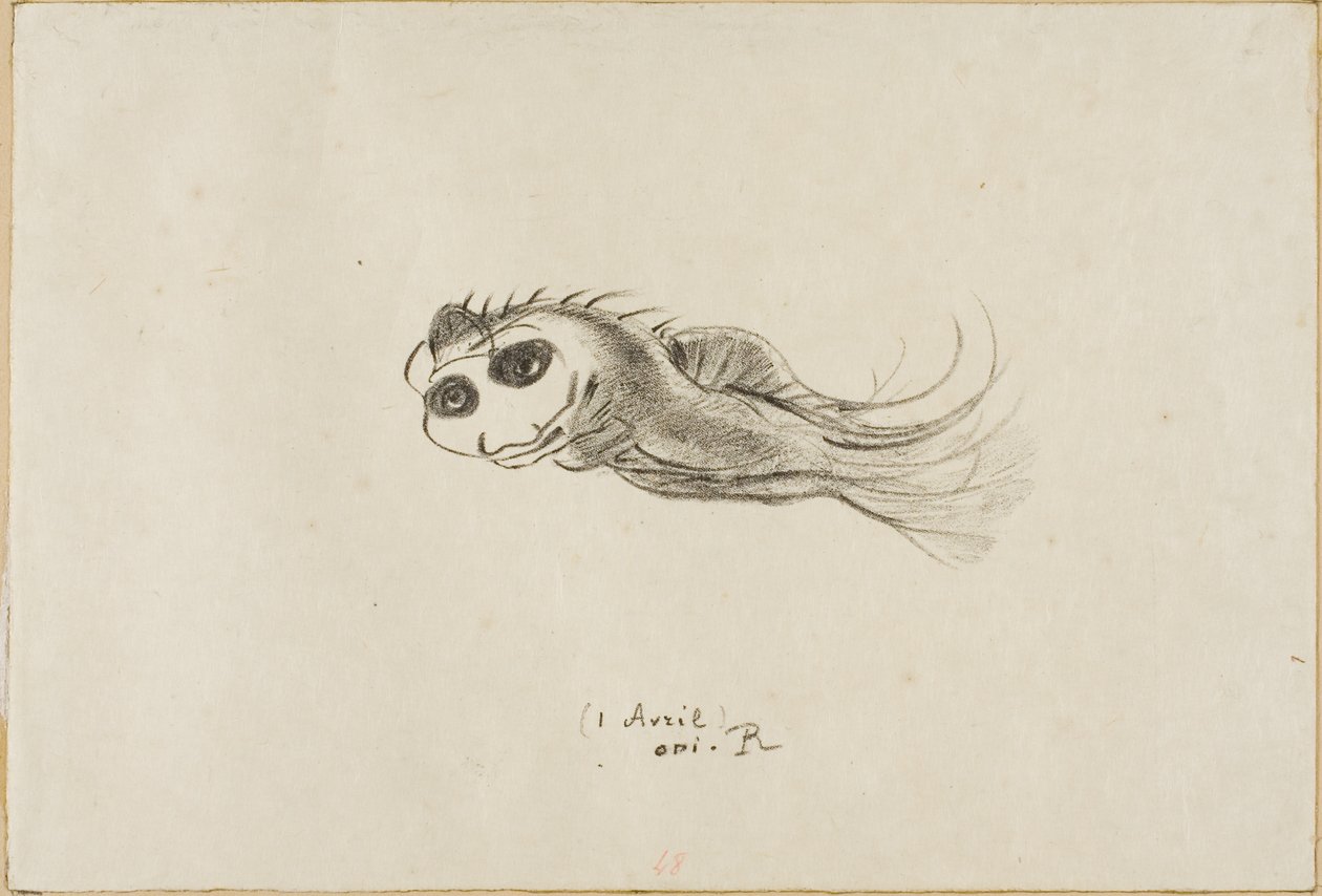 Menu van een diner voor Franse lithografen, 1 april 1887 door Odilon Redon