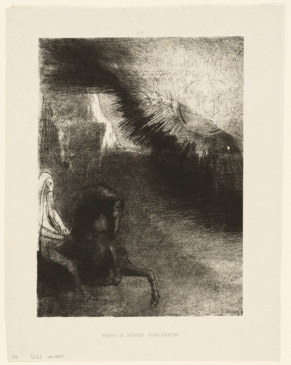Pelgrim van de Sublunary Wereld, plaat 5 van 6 door Odilon Redon