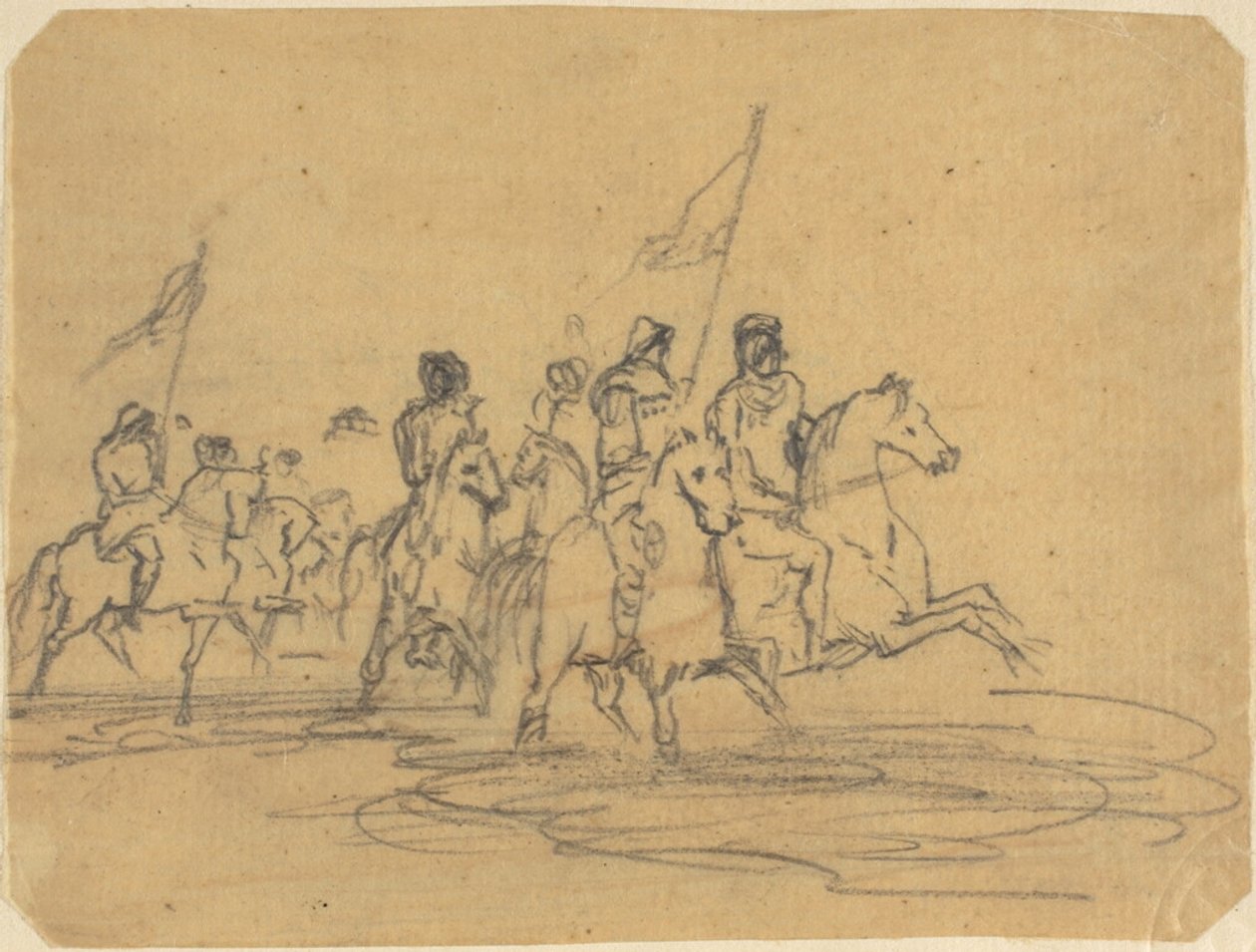 Schets voor Redons eerste ets, De Ford (M. 2) door Odilon Redon
