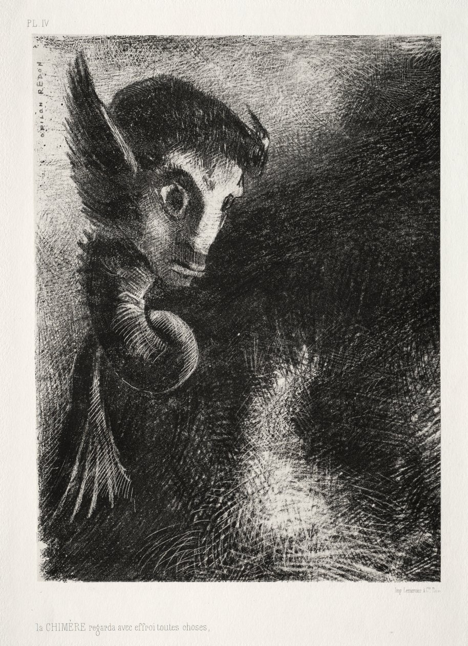 De Chimera Staarde naar Alles met Angst door Odilon Redon