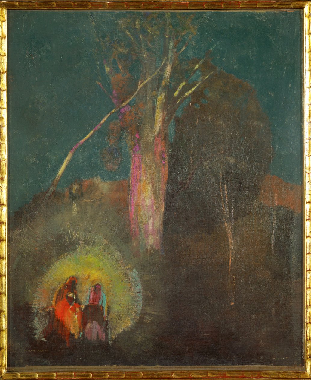 De vlucht naar Egypte (schilderij op doek) door Odilon Redon