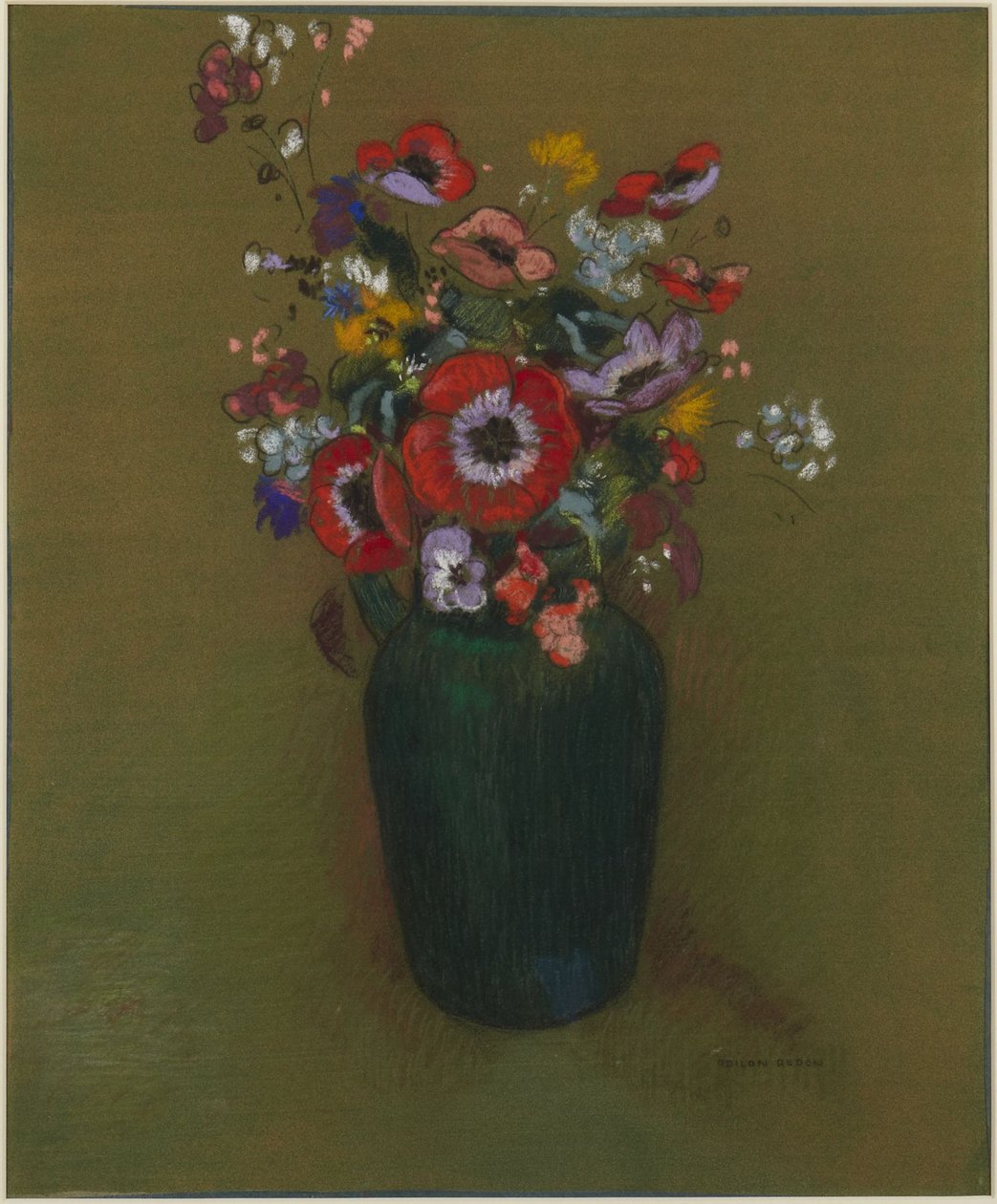Vaas met bloemen door Odilon Redon