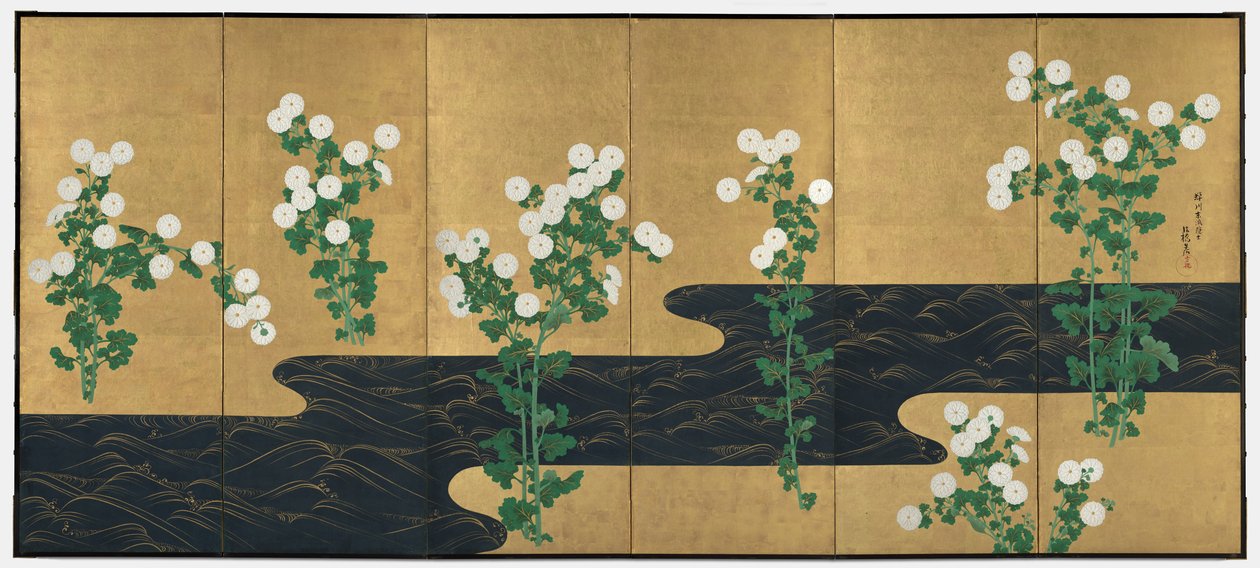 Chrysanten bij een stroom door Ogata Korin
