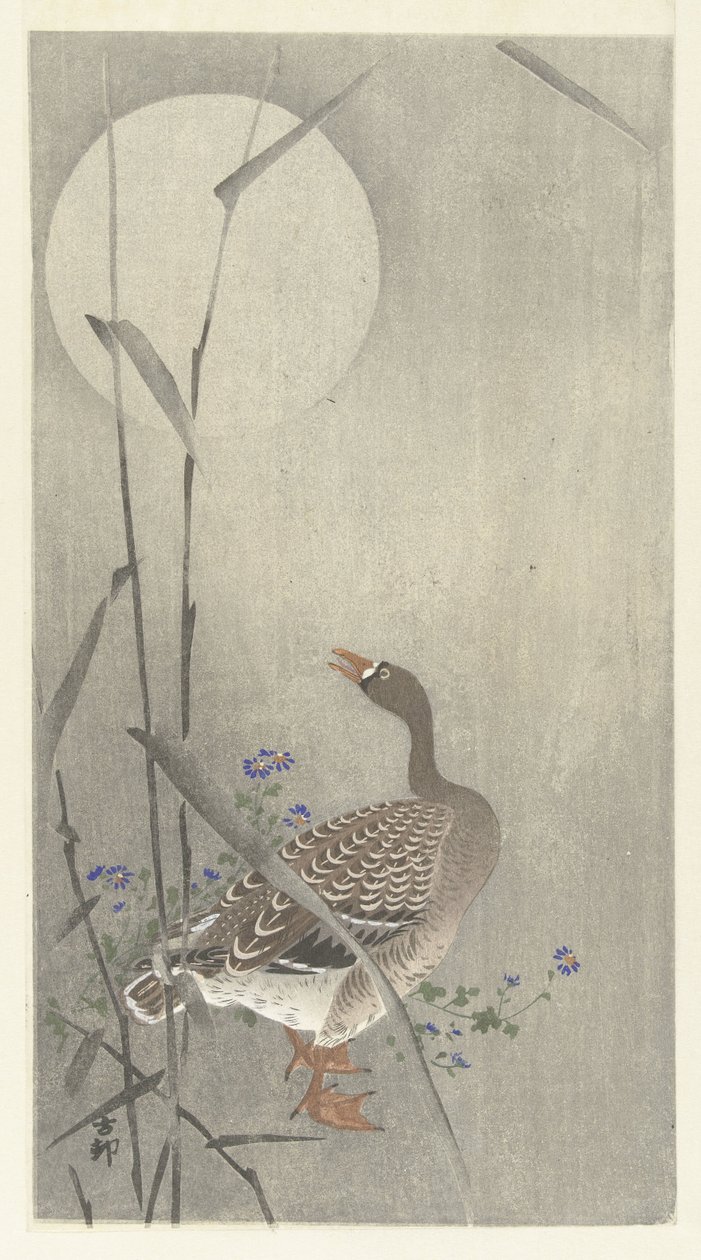 Gans bij volle maan door Ohara Koson