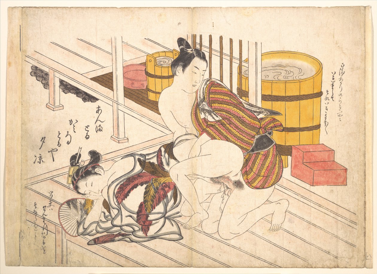 Slaapkamerscène door Okumura Masanobu