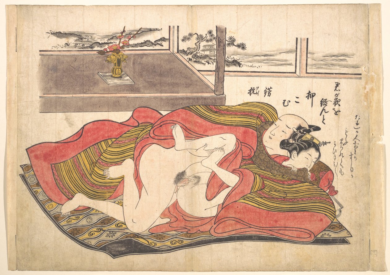 Slaapkamerscène door Okumura Masanobu