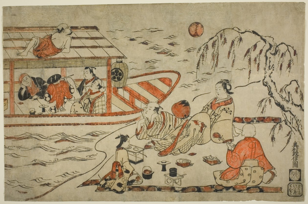 Afkoelen op een zomeravond door Okumura Masanobu