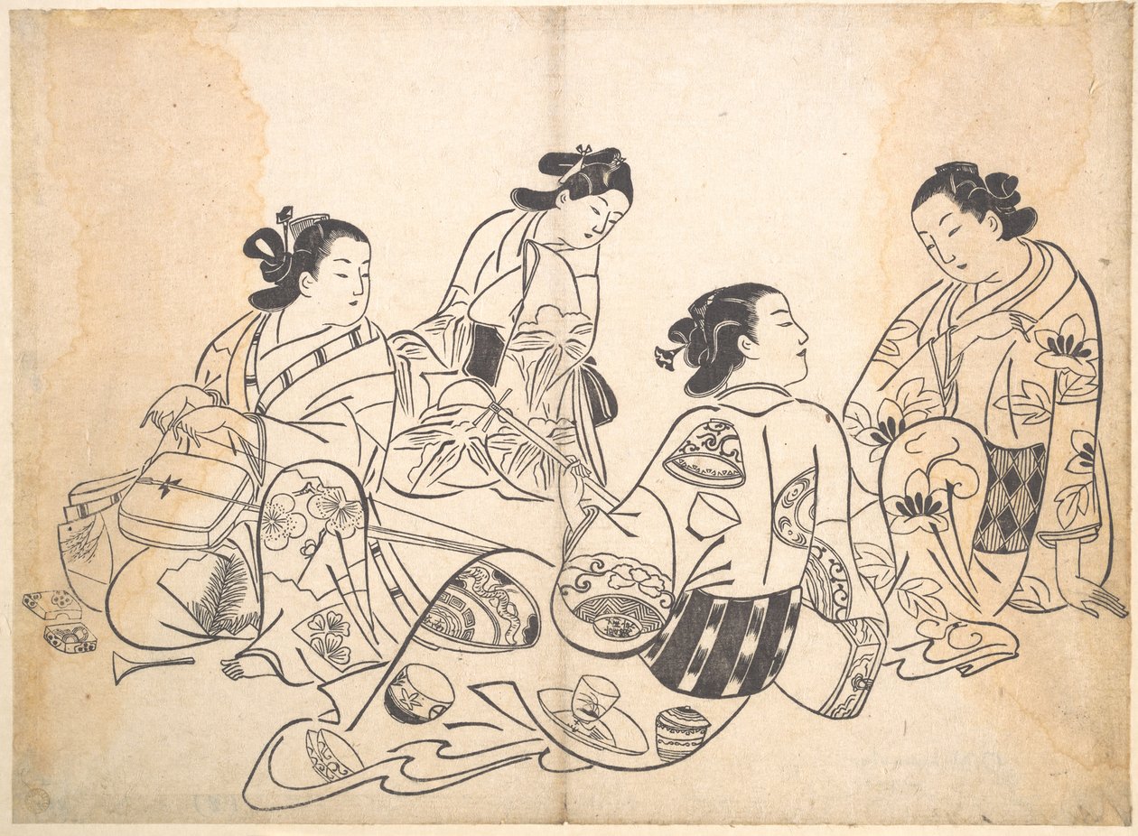 Groep van vier vrouwen door Okumura Masanobu
