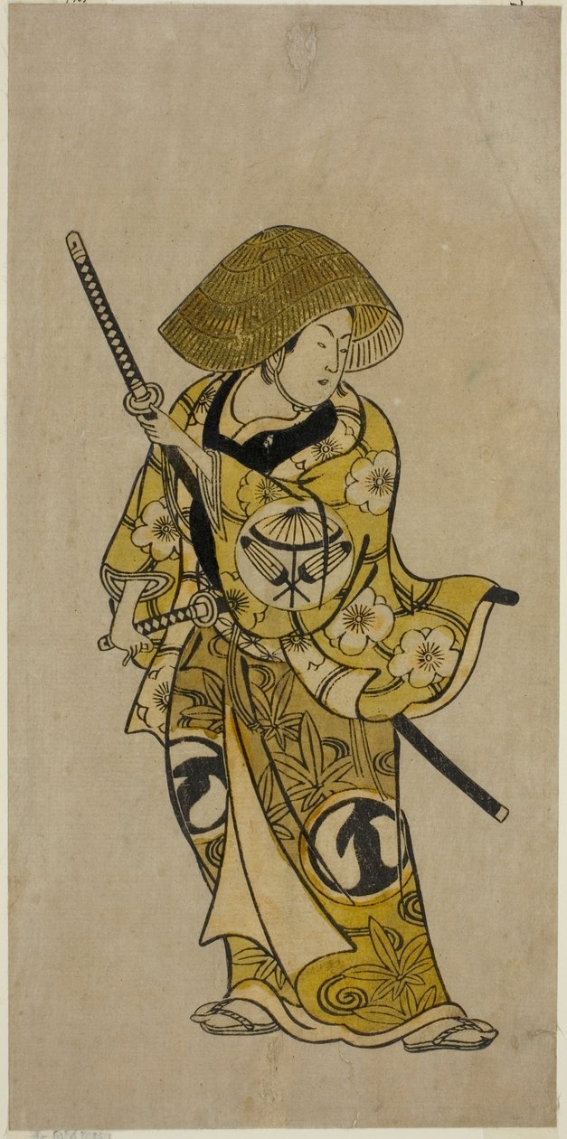 De acteur Sawamura Kamesaburo als Nagoya Kosanza in het stuk "Keisei Fukubiki Nagoya," opgevoerd in het Nakamura Theater in de eerste maand, 1731 door Okumura Toshinobu