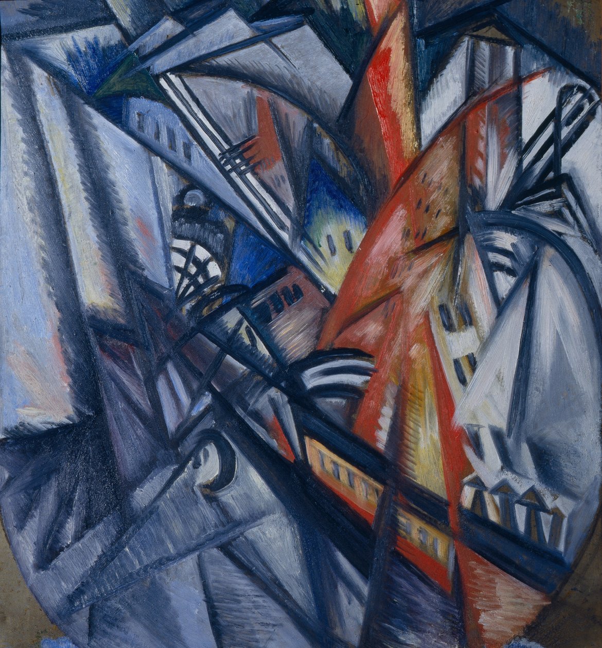 Brand in de Stad, 1913 door Olga Rozanova