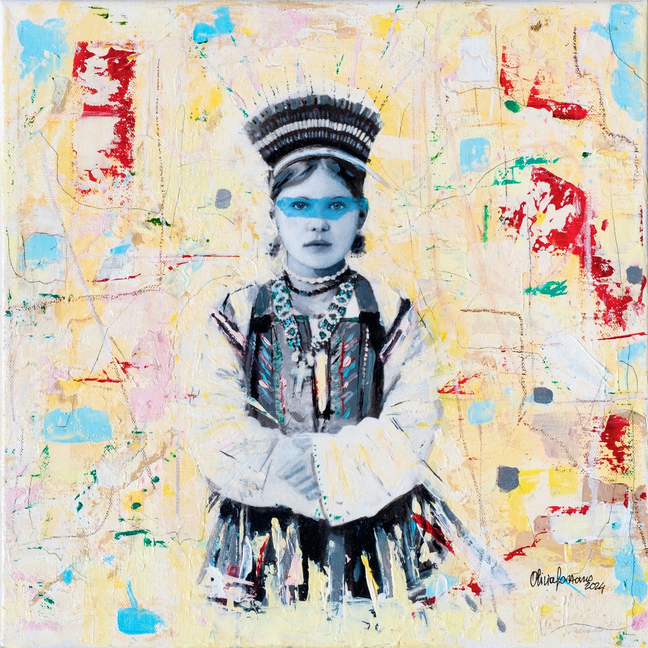 Bimba russa, 2024 (gemengde techniek op doek) door Olivia Gozzano