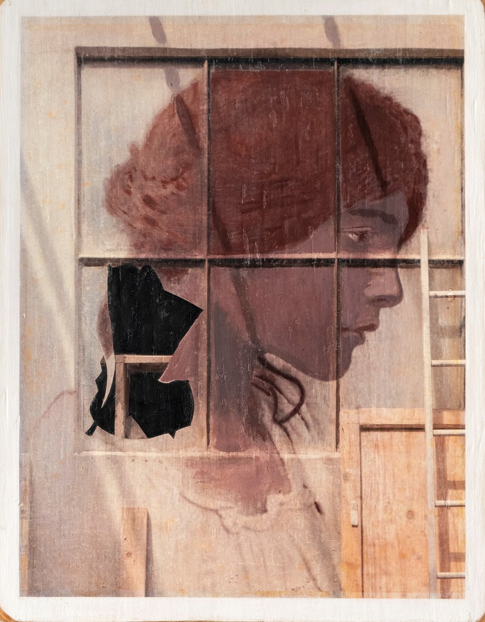 Ritratto su muro, 2021 (gemengde techniek op hout) door Olivia Gozzano