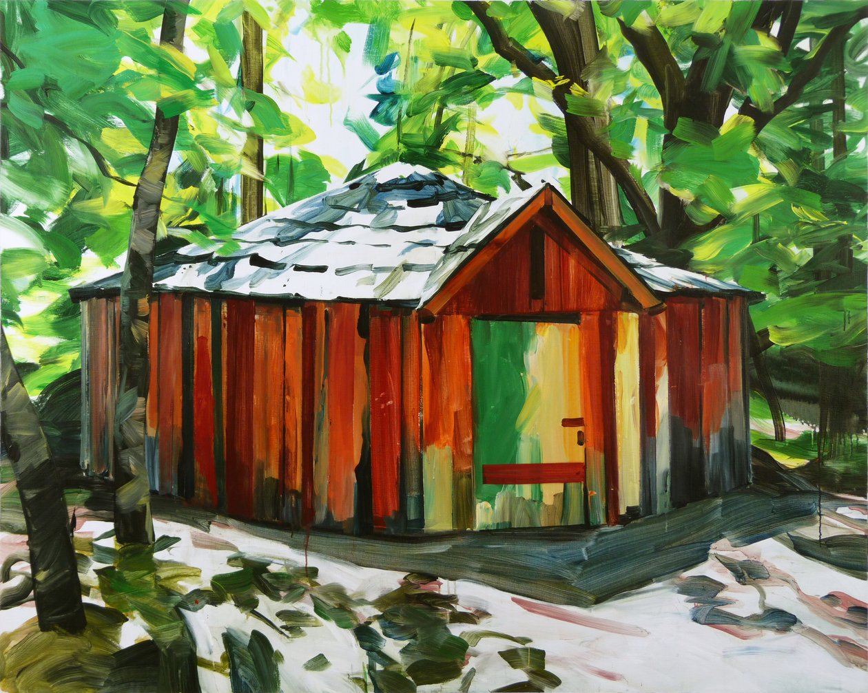 Het huis in het bos, 2014 (acryl op doek) door Olivier Morel