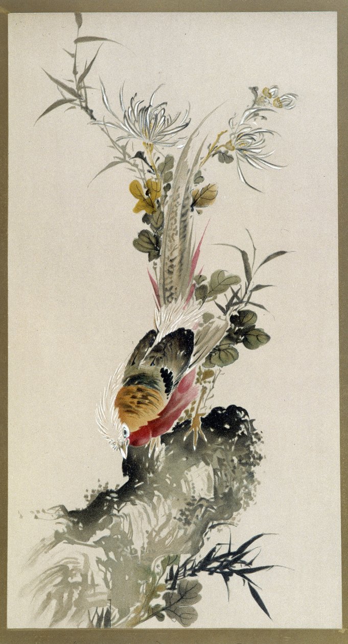 Fazant - aquarel, door Onishi Keisaie door Onishi Keisai