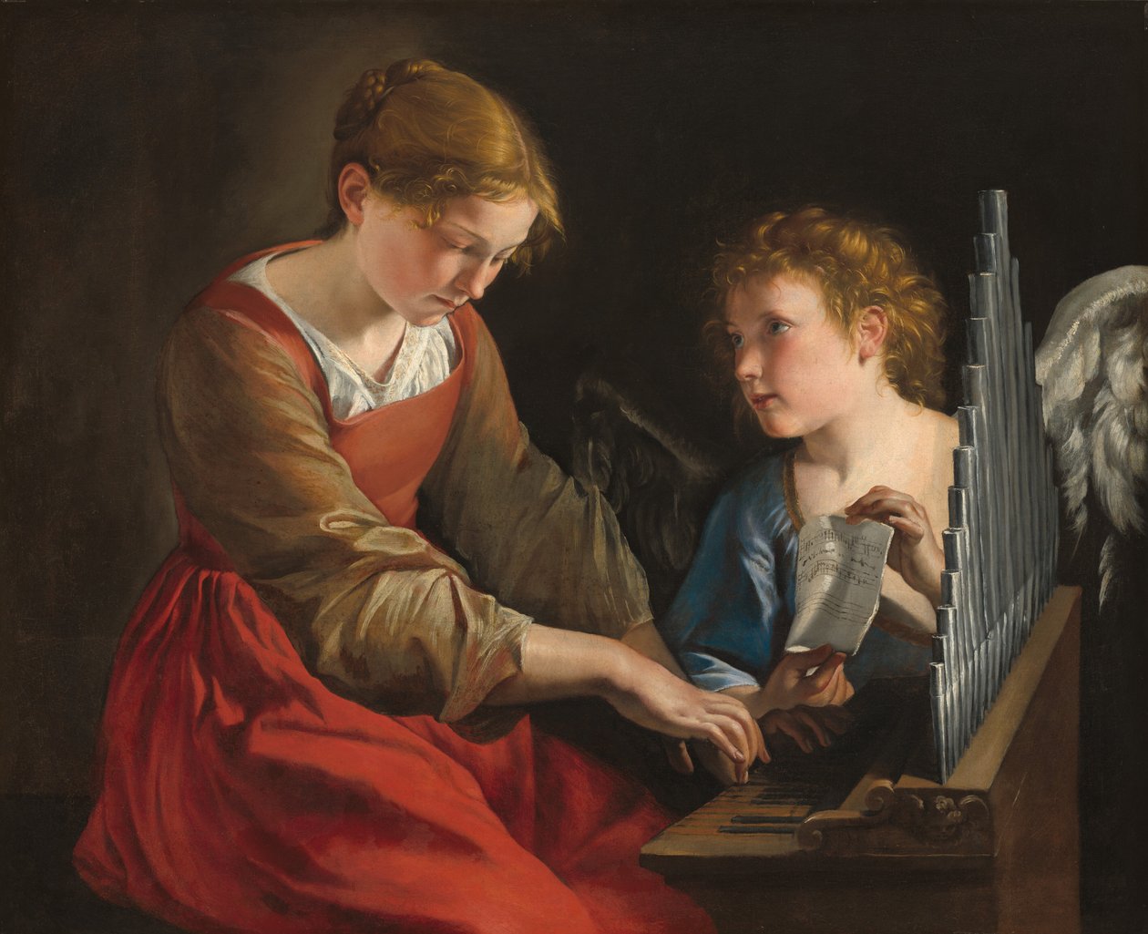 De heilige Cecilia en een engel door Orazio Gentileschi