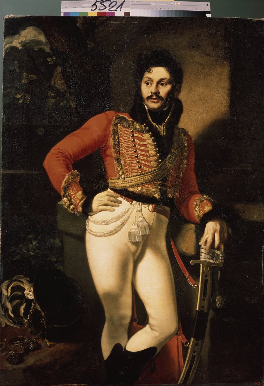 Portret van kolonel van de huzaren Eugraph Davydov door Orest Adamovich Kiprensky