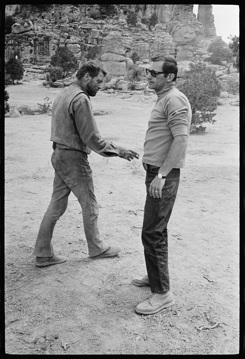 Burt Lancaster met Sydney Pollack op de set van 