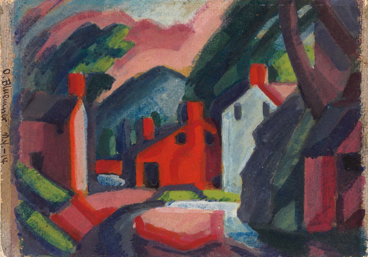 Uitzicht op Lehnenburg, Pennsylvania door Oscar Florianus Bluemner