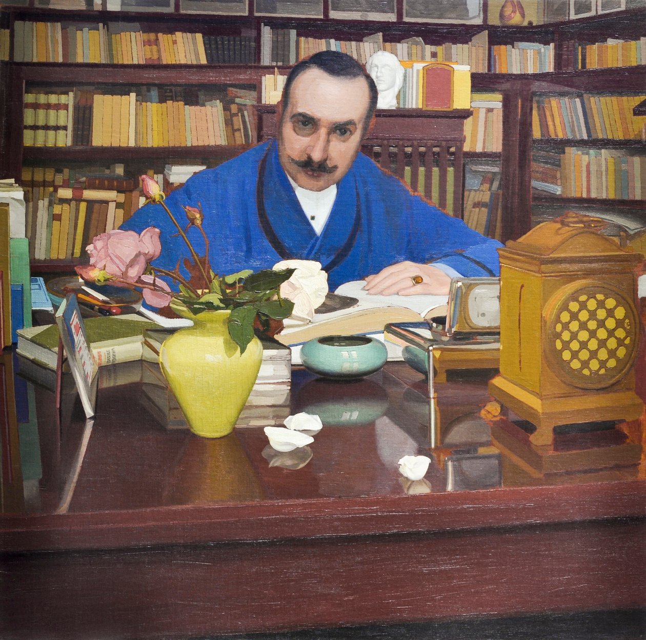 Ugo Ojetti in de studeerkamer, ca. 1908-09 door Oscar Ghiglia