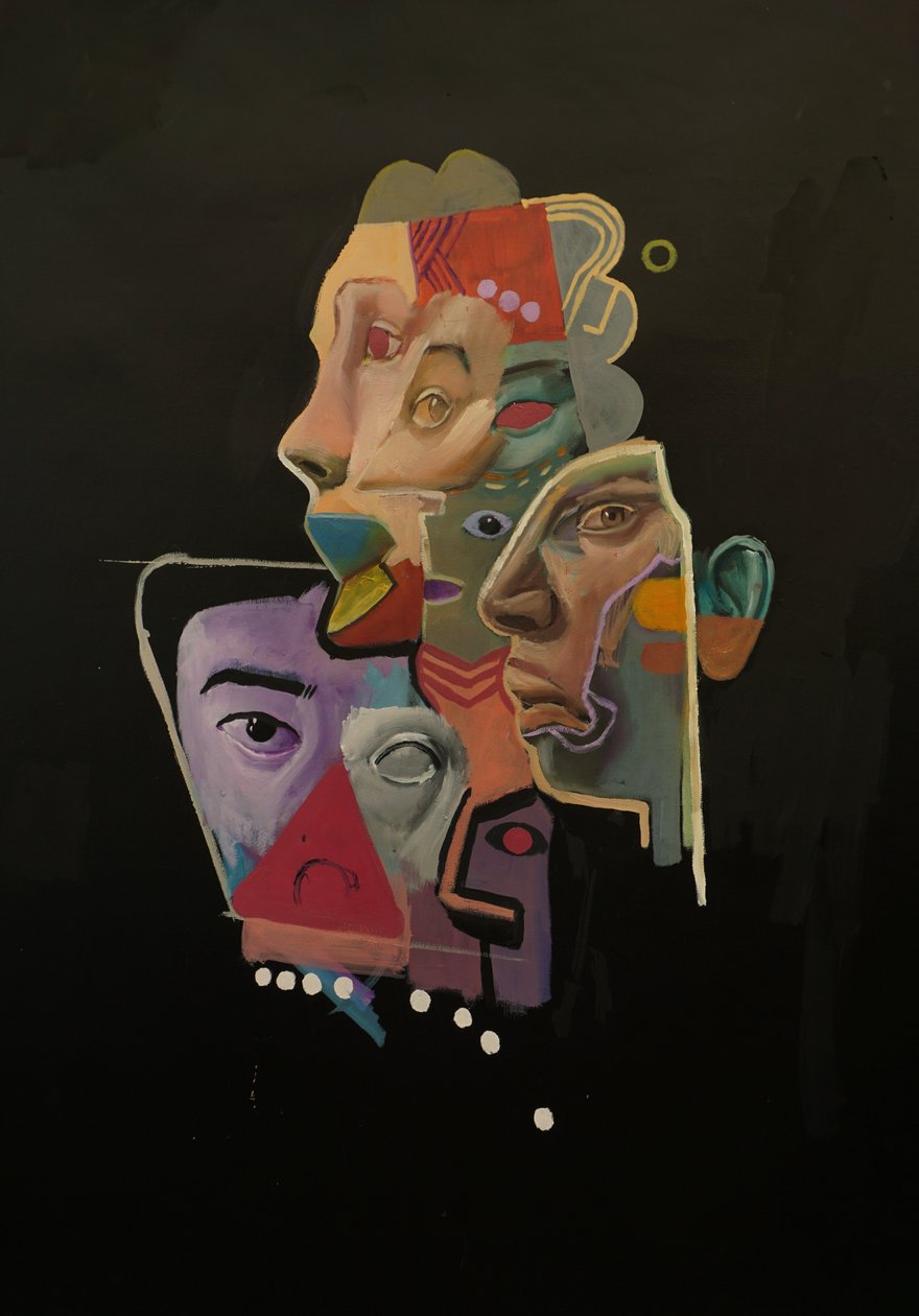 Kleurenkasteel (Gedachteneiland), 2024-25 (olieverf en acryl op linnen) door Oscar Nin