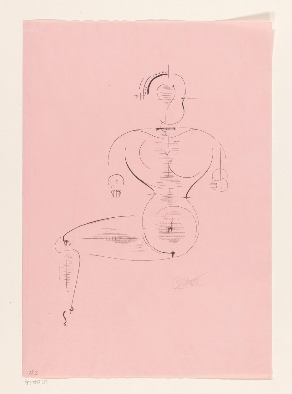 Zittende figuur door Oskar Schlemmer (signed by artist)