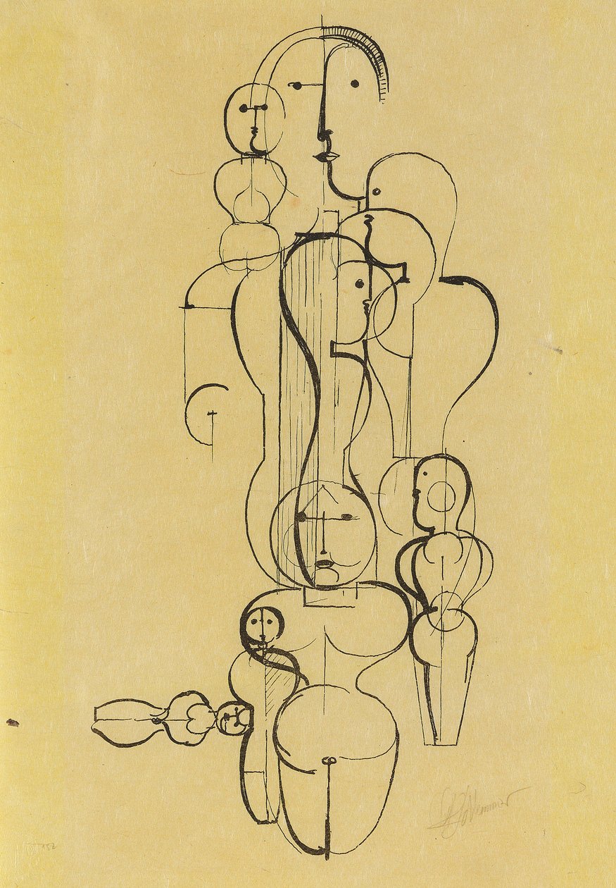 Concentrische groep: Figurenplan K1, 1922 door Oskar Schlemmer
