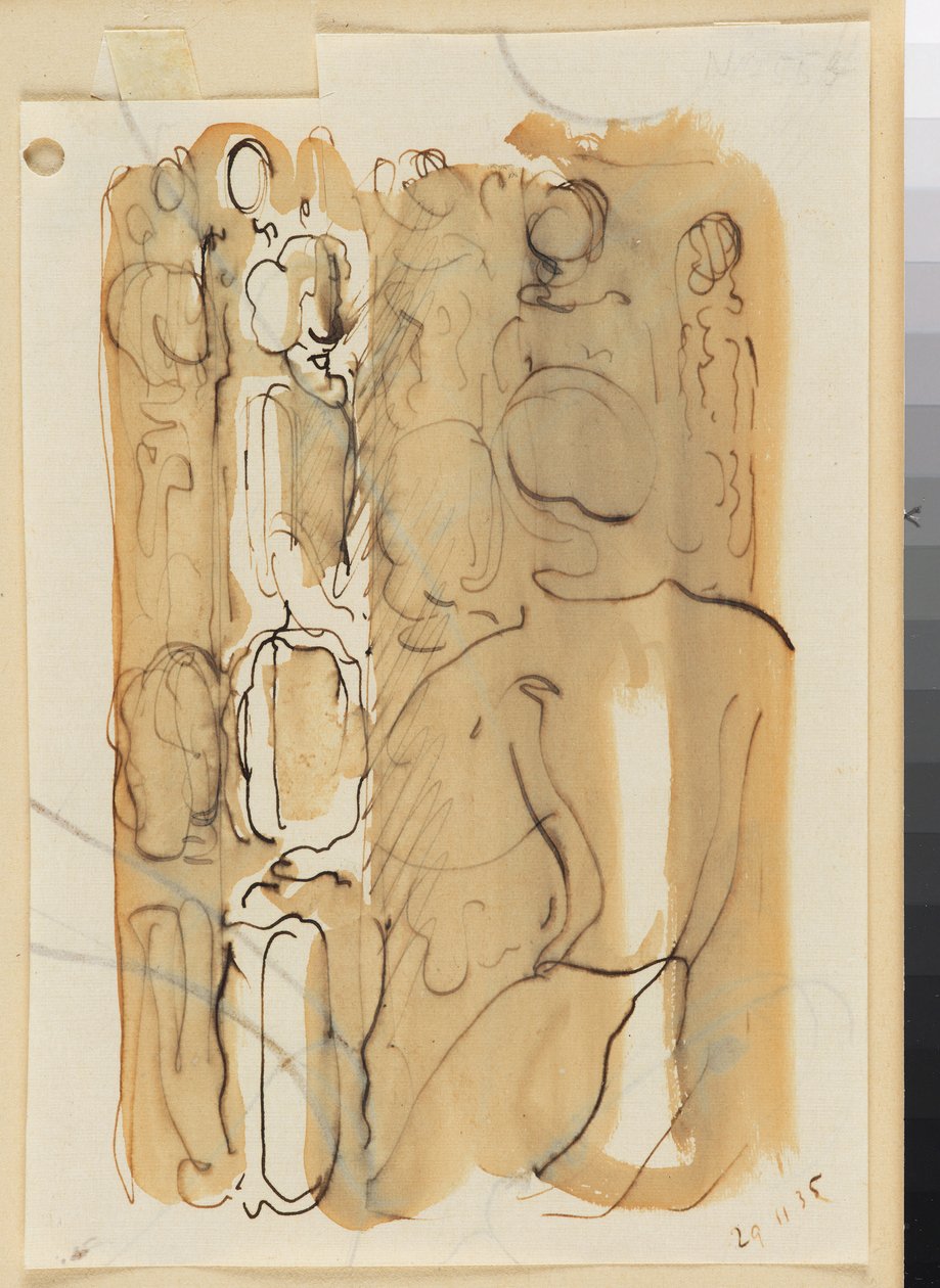 Gruppe mit Rückenfigur door Oskar Schlemmer